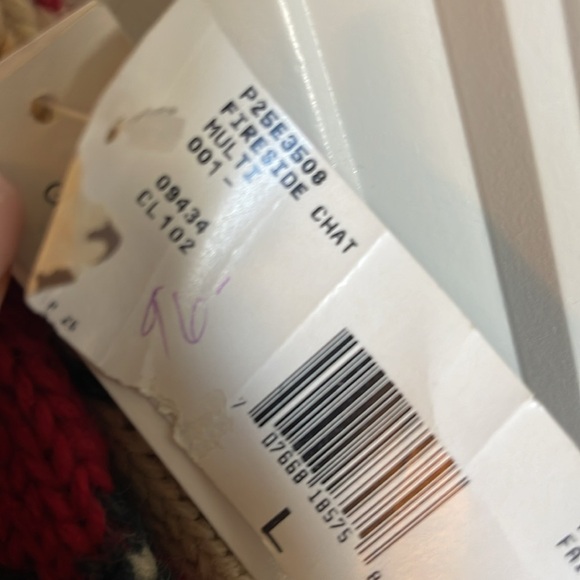 Vtg Jones New York Sweater Women Hand Knit Wool Heavy Holiday Red Green Cream - Picture 2 of 6